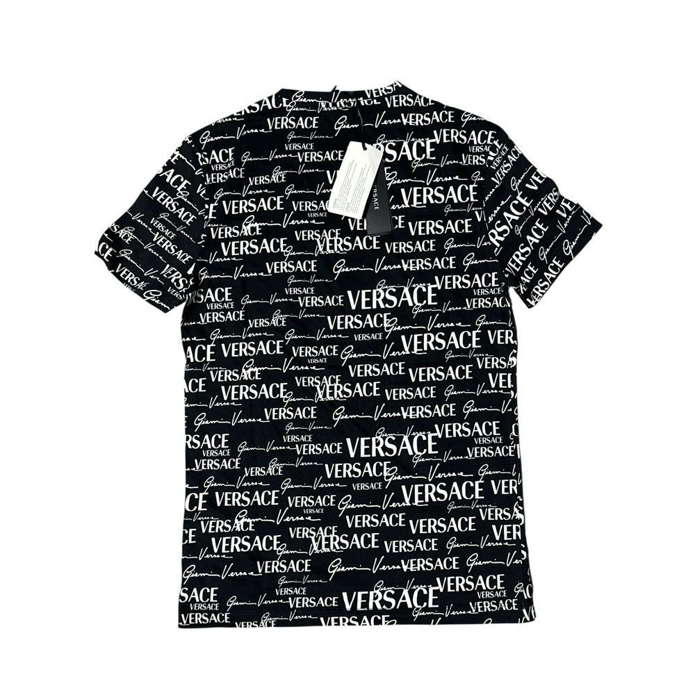 Versace Gianni Logo Print T-Shirt Black White XS Authentic NFC Tag New - Picture 4 of 10